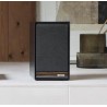 Satin Charcoal lacquer cabinet with Walnut slat trim
